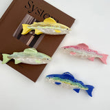 Vibrant Oversized Salmon Fish Acetate Hair Claw: Pink