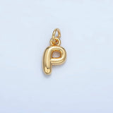 16K Gold Filled 10mm Initial Letter Chubby Balloon Mini Charm | A1591 - A1603: Letter S