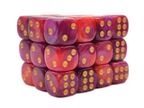 36ct 12mm D6 Dice Set: Vorpal - Rose Red & Purple w/ Gold
