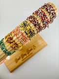 Game Day Bracelets Seed Bead Gold Filled Stretch Bracelets : Red White Cobalt Blue / Gold Filled