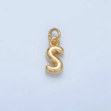 16K Gold Filled 10mm Initial Letter Chubby Balloon Mini Charm | A1591 - A1603: Letter S