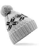 Beechfield Fair Isle Snowstar® Beanie | Unisex | Pom-Pom | Cuffed | 7 Colours | One Size: Burgundy/White / One Size