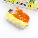 Sleeping Orange Fox Claw Clip, Animal Hair Clip