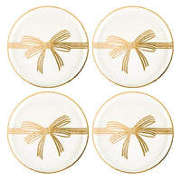 Gold Bow Appetizer Plates - Metallic Gold Bow - Set of 4