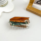 Book Print Acrylic Hair Claw Clip: Brown