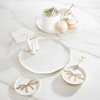 Gold Bow Appetizer Plates - Metallic Gold Bow - Set of 4