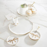 Gold Bow Appetizer Plates - Metallic Gold Bow - Set of 4