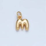 16K Gold Filled 10mm Initial Letter Chubby Balloon Mini Charm | A1591 - A1603: Letter S