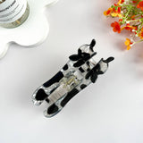 Black and White Cow Animal Hair Claw Clip: Black