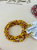 Game Day Bracelets Seed Bead Gold Filled Stretch Bracelets : Red White Cobalt Blue / Gold Filled