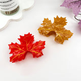 Maple Leaf Hair Claw Clips – Autumnal Nature Charm: LightAmber