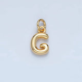 16K Gold Filled 10mm Initial Letter Chubby Balloon Mini Charm | A1591 - A1603: Letter D