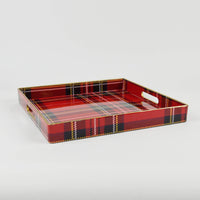 Red Plaid Square Tray