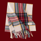 Retro Soft Wool Checkered Fringed Winter Scarf MK2BLW6W6NSW122: 4 Navy / 37*200cm