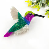 Hummingbird Hair Claw Clip, Elegant Acetate Bird Hair Clip: Hummingbird-Orange