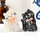 Tilt Head Cat Hair Clip, Acetate Claw Clip: White