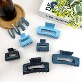 Blue Denim Style Hair Clip, Acetate Square Claw Clip: Dark Blue S