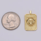 Gold Tag Tiger Charm Gold Filled Medallion, Tiger King Pendant Animal Necklace Charm for Statement Necklace Component Men Unisex Jewelry J-024