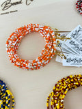 Game Day Bracelets Seed Bead Gold Filled Stretch Bracelets : Red White Cobalt Blue / Gold Filled