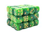 36ct 12mm D6 Dice Set: Vorpal - Green Splash w/ Gold