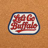 Let's Go Buffalo Stitch-Look Faux Patch Die Cut Sticker: Die-Cut / 2.5x3 inches / White