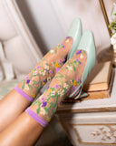 FLORAL SHEER CREW SOCK
