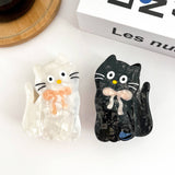 Tilt Head Cat Hair Clip, Acetate Claw Clip: White