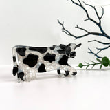 Black and White Cow Animal Hair Claw Clip: Black