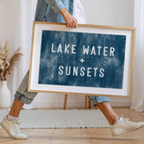 Lake Water Canvas Art Print, Coastal Beach Wall Decor 8x10  : 11x14