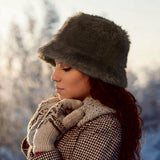 Fuzzy Faux Fur Bucket Hat
: Blue