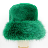 Faux Fur Russian Style Plush Bucket Hat: White