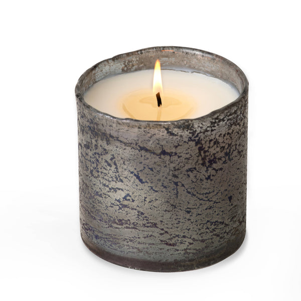 Smoky Grey Artisan Blown Glass Tumbler Candle : Grapefruit Pine