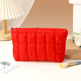 Puffer cosmetic bag small toiletry zipper bag: Red