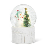 Snowman w/LED Tree Snow Globe-5"H