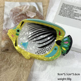 Rainbow Trout & Shark Hair Clip, Fish Shaped Hair Claw: Green-Trout