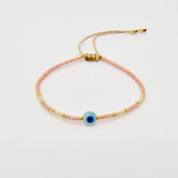 Evil Eye Dainty Miyuki Bracelet: Charcoal