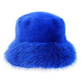 Faux Fur Russian Style Plush Bucket Hat: White