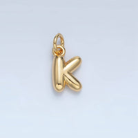 16K Gold Filled 10mm Initial Letter Chubby Balloon Mini Charm | A1591 - A1603: Letter B