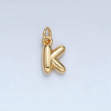 16K Gold Filled 10mm Initial Letter Chubby Balloon Mini Charm | A1591 - A1603: Letter D