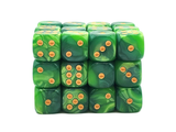 36ct 12mm D6 Dice Set: Vorpal - Green Splash w/ Gold