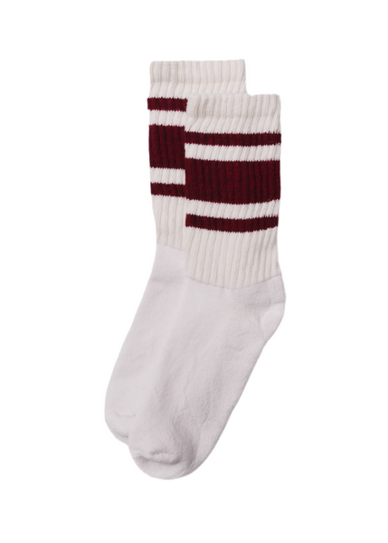 MAROON STRIPED VINTAGE MRKT SOCKS