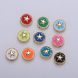 Round Enamel Tiny Gold Star - 24k Gold filled Round Beads - 10mm beads for bracelet making supply Celestial Jewelry making B-471 to B-475: Orange