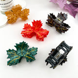 Maple Leaf Hair Claw Clips – Autumnal Nature Charm: DarkBrown