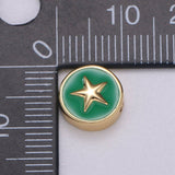 Round Enamel Tiny Gold Star - 24k Gold filled Round Beads - 10mm beads for bracelet making supply Celestial Jewelry making B-471 to B-475: White