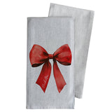 Custom City Bow Tea Towel: White