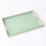PREPPY GREEN CANE TRAY - LARGE