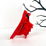 Red Crested Cockatoo Acetate Animal Hair Claw Clip: Red