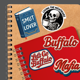 Let's Go Buffalo Stitch-Look Faux Patch Die Cut Sticker: Die-Cut / 2.5x3 inches / White