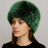 Elegant Plush Faux Fur Winter Hat: Red