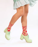 STRAWBERRY DAISIES RUFFLE SHEER SOCK
